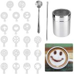 23 pcs set de saupoudreuse de sucre glace avec 20pcs pochoirs ronds en plastique pour dcoration de caf ...