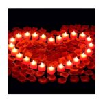 24 bougies led en forme de c?ur romantique avec 2000 p�tales de rose artificielles bougie chauffe plat ...