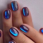 24 capsules dongles press on acryliques carr�es courtes - bleu brillant � couverture compl�te - r�utilisables ...