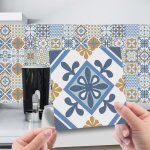 24 pcs stickers carrelage cuisine 15x15 cm bleu impermable adhsif salle de bain mural autocollants