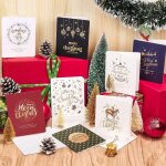 24 pices cartes voeux de noel cartes de joyeux noel assorties avec enveloppes en 8 styles pour portefeuilles ...