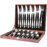 Couverts - inox - 24 pièces - service complet - compatible lave - vaisselle - pour adultes Couverts - inox - 24 pièces - service complet - compatible lave - vaisselle - pour adultes
