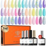 24 - piece semi - permanent nail polish kit uv gel polish semi - permanent 20 pastel colours white pink ...
