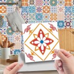 24 pices stickers carrelage cuisine - 15x15 cm - impermable adhsif salle de bain salon mural carreaux ...