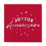 24 serviettes de table jetable papier anniversaire 33cm rouge