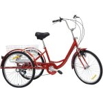 24 tricycle adulte à 3 roues avec lampe 6 vitesses vélo trike croisière panier siège dossier 24 tricycle adulte à 3 roues avec lampe 6 vitesses vélo trike croisière panier siège dossier