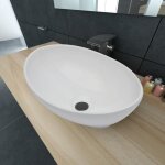 Lave - mains en cramique ovale 240&{home} - belle finition - vasque  poser - blanc