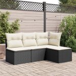 [24799]tabouret de jardin avec coussin noir 55x55x37 cm r�sine tress�epoids:6. 6 kg