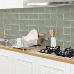 24pcs frotter vert sauge dalle pvc adhesive murale peel and stick tiles colle carrelage salle de 30x15cmx24pcs ...