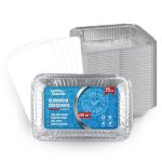 25 barquettes en aluminium avec couvercle alimentaire jetables de 800 ml - emballage alimentaire le transport ...