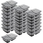 25 bo�tes meal prep plastique noir 1000 ml 2 compartiments sans bpa r�utilisables micro - ondes couvercle ...