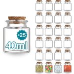 25 pots en verre carrs 40 ml avec bouchon en lige : parfait pour pices confitures cadeaux mariage ...