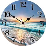25517 12 pouces (30 cm) horloge murale de salle de bains coquillage d�t� d�coration murale vagues de ...