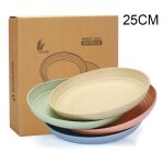 25cm - assiettes en paille de bl� l�g�res et incassables 4 pi�ces ensembles de plats et assiettes non ...