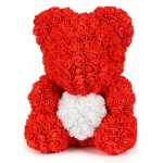 25cm - rouge blanc - ourson en roses artificielles pour femmesfausses fleurs pour la saint - valentin ...