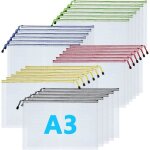 Pochette zippe a3 - non spcifi - 25pcs - tanche - transparent - multi - couleurs