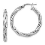 26mm 10k or blanc poli boucles doreilles croles torsades bijoux cadeaux pour femmes