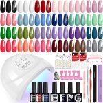 28pcs kit vernis semi permanent complet avec 48 w lampe u v / led 24 couleurs kit ongle gel u v complet ...