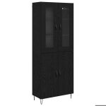 [2954691]enfilade meuble haut - buffet de salonmeuble de rangement ch�ne blanc et noir 695x34x180 cmpoids:48. ...
