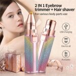 2en 1�pilateur de sourcils �lectrique tondeuse � sourcils avec deux t�tes pour l�vres nez visageepilateur ...
