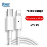 [2pack] 1m cble type - c vers lightnin - g charge rapide pd pour iphone 11 / 7 / 8