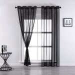 2pcs 140 * 260cm rideau voilage - double panneaux rideau en voile tulle avec oeillets draperies souple ...