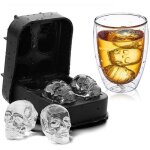 2pc 3d tête de mort moule bac en silicone pour glaçon de whisky cocktails halloween - 4 grilles 2pc 3d tête de mort moule bac en silicone pour glaçon de whisky cocktails halloween - 4 grilles