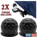 2pcs 50mm cache - boule rotule en caoutchouc noir dattelage bouchon sphrique de barre de remorque protecteur ...