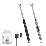 2pcs allume bougie electrique usb rechargeable arc briquet avec affichage de batterie led long flexible ...