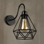 2pcs appliques murales industrielle e27 abat - jour cage noir vintage plafonnier luminaire mtal rtro ...