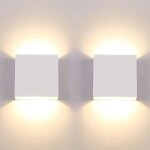 2pcs applique murale led 7w moderne int�rieur 3000k carr�e blanche d�corative pour chambres � coucher ...