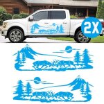 2pcs autocollants de carrosserie pour camping - car van caravan voiture rv bleu