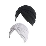 2pcs bonnet turban chimio femme front crois stretch chapeaux bandeau foulard mode musulmanes - noir ...