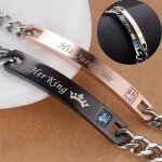 2pcs bracelets acier inoxydable roi&reine prince&princesse chaînes de main couples amoureux femme homme ... 2pcs bracelets acier inoxydable roi&reine prince&princesse chaînes de main couples amoureux femme homme ...