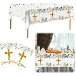 Nappe - non spcifi - 2pcs - 220x130cm - eucalyptus - dcoration baptme communion confirmation