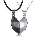 2pcs collier couple aimant pendentif c?ur s�parable yin yang gravure personnalis�e magn�tique attraction ...