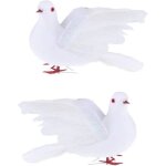 2pcs colombe blanche de mariage de plumes de mousse artificielle d�corative doiseaux dornement d�cor ...