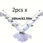 2pcs d�corations pour voiture de mariage - fleurs artificielles - couronnes pour voiture de mariage - ...