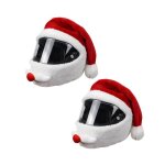 2pcs housse de casque de moto de no�l - bonnet de no�l amusant pour casque de moto - casquette de no�l ...