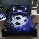 2pcs housse de couette et taie doreiller parure de lit imprime 3d football pour les jeunes garons 150 ...