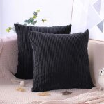 Housse de coussin en velours - uni - noir - rectangulaire - 45x45cm Housse de coussin en velours - uni - noir - rectangulaire - 45x45cm