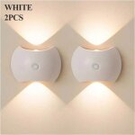 2pcs lampe d�tecteur de mouvement veilleuse led sans fil rechargeable pour escalier couloir blanc lumi�re ...