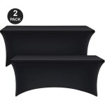 2pcs nappe de table rectangulaire stretch - housse de table en spandex tight fit - noir (2 6 ft (183 ...