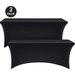 2pcs nappe de table rectangulaire stretch - housse de table en spandex tight fit - noir (2 6 ft (183 ...
