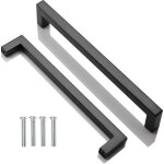 2pcs poignee de meuble cuisine noir acier inox poign�es meubles carr�e entraxe 192 mm avec des vis