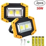 2pcs projecteur de chantier led 30w led projecteur led rechargeable en avec usb tanches pour le camping ...
