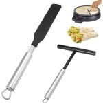 2pcs r�teau � cr�pe etaleur crepe �pandeur de cr�pes et spatule en acier inoxydable r�partiteur de p�te ...