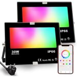 2pcs rgbw projecteur led exterieur 30w contr�l� par smartphone intelligente rgb spot led de couleur20 ...
