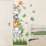 2pcs stickers muraux animaux de la jungle autocollants muraux animal de dessin anim mural girafe zbre ...