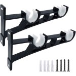 Support de tringle  rideaux - hautstore - mtal noir - 2pcs - crochets doubles - installation facile ...